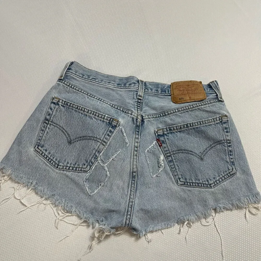 Urban Renewal x Levis Patchwork Distressed Denim Shorts Size Medium